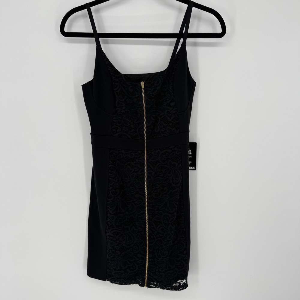EXPRESS BLACK LACE MINI COCKTAIL DRESS GOLD TONED ZIPPER SOLID LINING NWT SIZE 6
